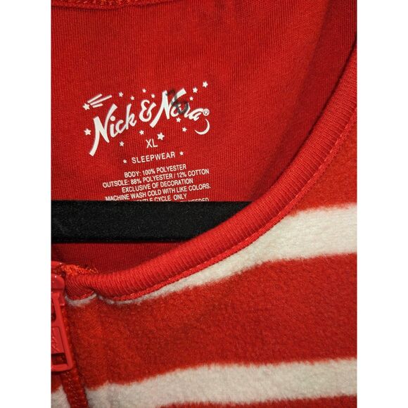 Nick & Nora Red Striped Sock Monkey Adult Onesie Pajamas XL– NWT Holiday PJ - Picture 7 of 7